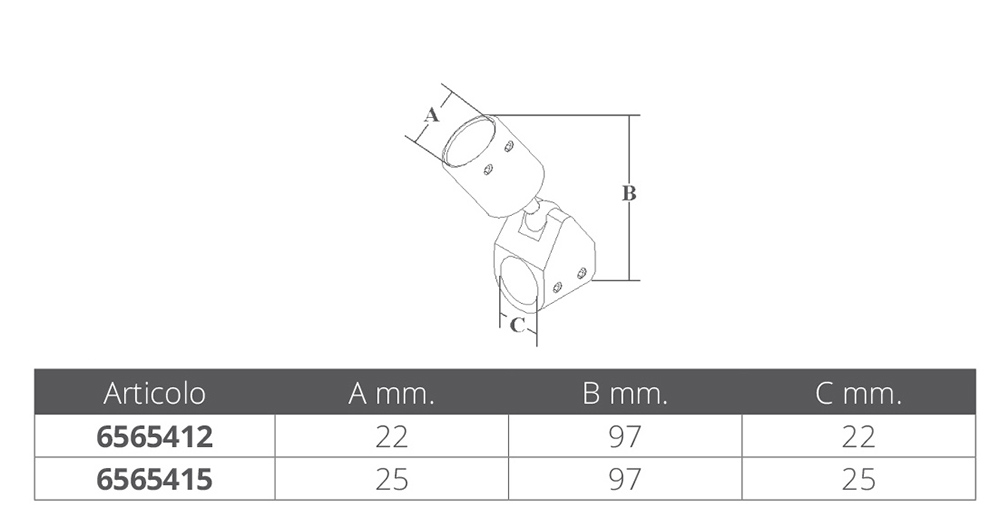 supp. a cappuccio snodabile diametro mm.25: Immagine 2